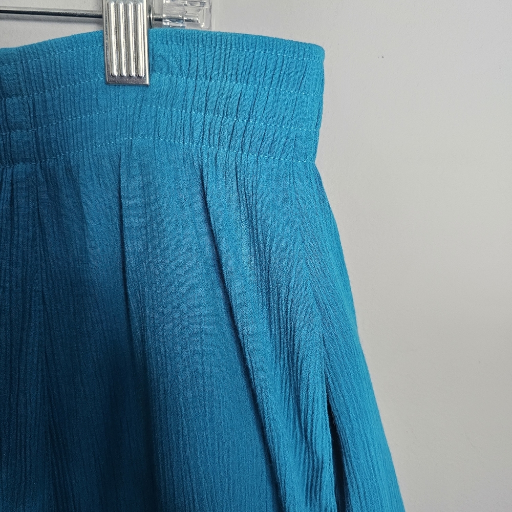 Vintage Gauze Midi Skirt Tagged 20W Fits 2X Turquoise Blue Pockets USA Made - Picture 3 of 12